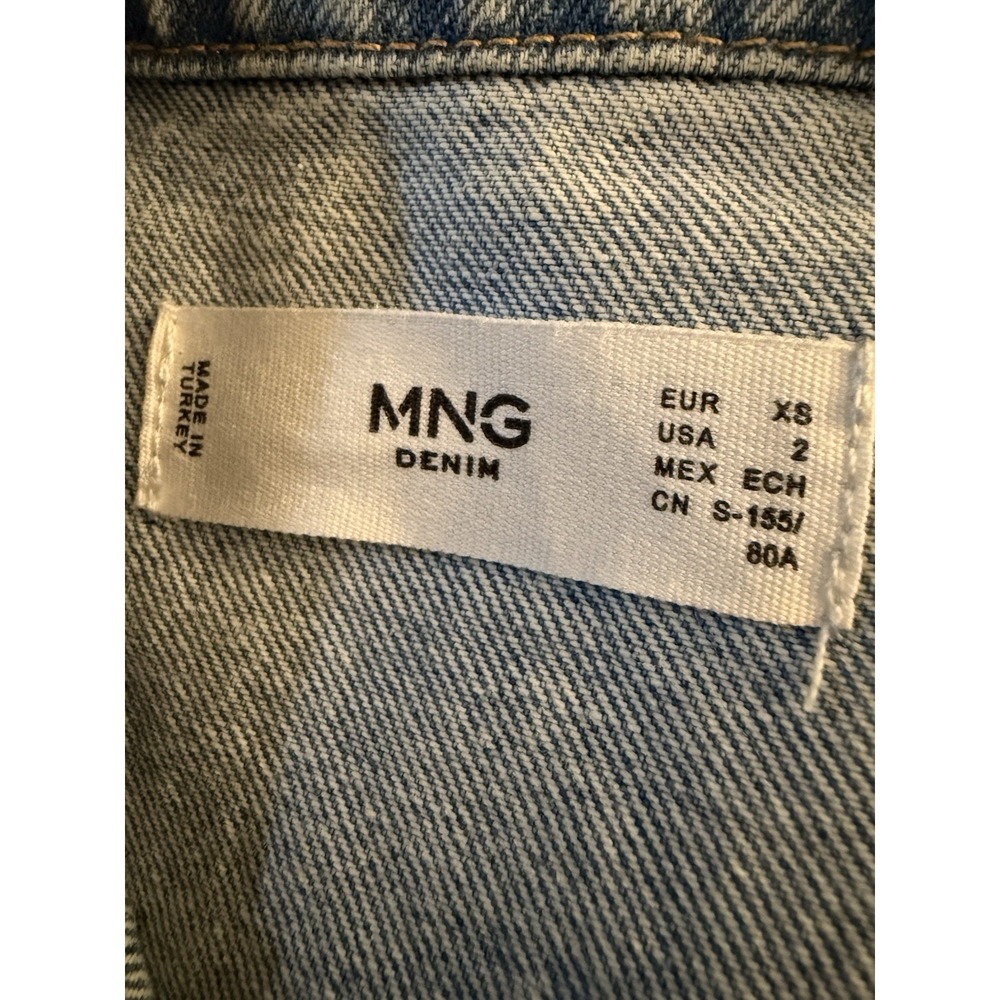 MNG Denim Midi Dress Women Size 2 Light Wash Blue Western Yoke Button Front Long - Picture 2 of 8